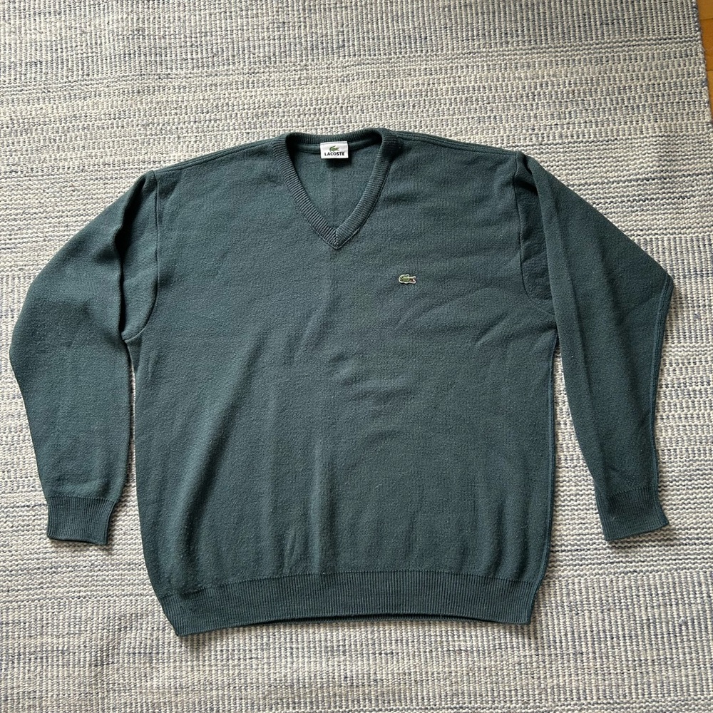 Lacoste Men's Dark Green V-Neck Sweater
